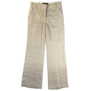 Sandra Angelozzi Wide Leg Tan Linen Trouser Pants Womens Size 32